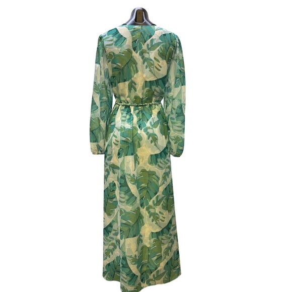 Soft Surroundings Tropical Leaf Print Long Maxi Dress M - Picture 2 of 5